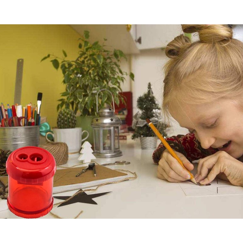 Wekoil Manual Pencil Sharpener Dual Twin Holes Duty Metal Sharp