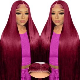 28 Inch Burgundy Wig Human Hair 9x6 Glueless Wigs Human Hair 99j Burgundy Lace Front Wigs Human Hair 220% Density Dark Red Wig Glueless HD Lace Front Wigs Pre Plucked Pre cut Wig for Women