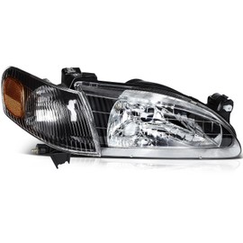 LSAILON Headlight Assembly Fit For Corolla 1998-2000 Clear Lens Black Housing Amber Reflector Driver and Passenger Side 8111002060 8115002050 8152002040 8151002040 TO2503121 TO2502121