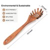 Wooden Pasta Spoon with Teeth Spaghetti Fork Tongs 12.5 Inch