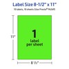 Avery Printable Sticker Paper, 8-1/2" x 11", Full-Sheet Labels, Neon
