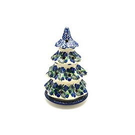 Polish Pottery Christmas Tree Luminary - Large (8") - Huckleberry