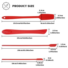 LAM Mini Thin Silicone Slim Spatula Spoon Set,Small jar Long Handle Skinny Makeup spatulas Tiny Scraper Tool,Slender Narrow can Bottle Flexible Dual-use Kitchen Gadgets (Red), L 11.8 x W 3.1 Inch