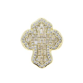 Generic Men's Fully Iced Out 14K Gold Plated Hip Hop Rings, CZ Simulated Diamond Ring for Men, Punky Rapper Style Finger Cross Pinky Ring Fashion Jewelry Gift (gold, 11)