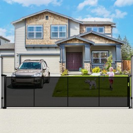 160" Retractable Baby Gate Extra Wide, 35.1" Tall Retractable Dog Gate for Stairs, Doorways, Decks, Mesh Gate Long Child Gate Pet Gate for Indoor, Outdoor, with Reinforced Mesh Rods, Dual Locks