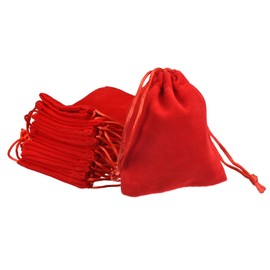 PATIKIL 10Pcs Velvet Drawstring Bags 3.94x4.72 Inch Gift Bags Jewelry Pouches Dark Red for Christmas Birthday Party Wedding Candy Headphones