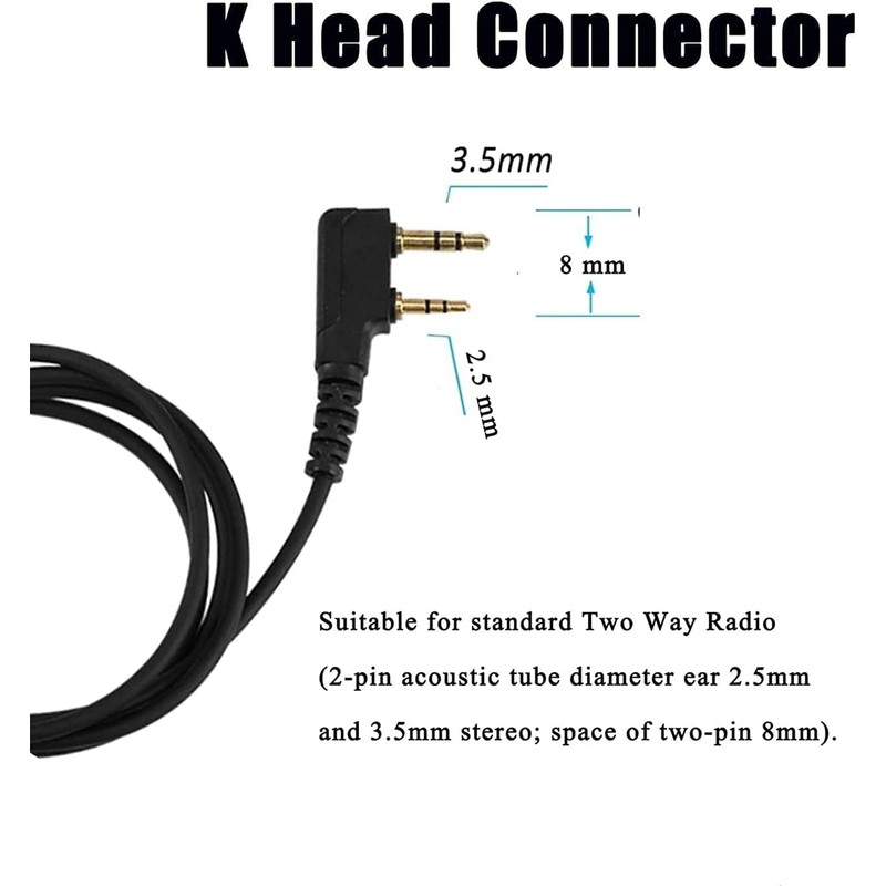 SAMCOM Walkie Talkies Earpiece with Mic PTT 2 Pin K