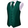 Hi-Tie forest Green Men Silk Vest Bowtie Set Formal Suit