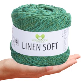 MeriWoolArt® Linen Soft Yarn - Premium Natural Yarn for Knitting & Crocheting, 100 g Linen Yarn Cotton Viscose Blend, Breathable, Soft & Environmentally Friendly, Ideal for Clothing, Clothes, DIY 7315