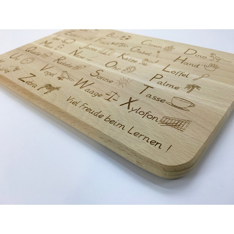 The breakfast board made of beech wood for learning, gift
