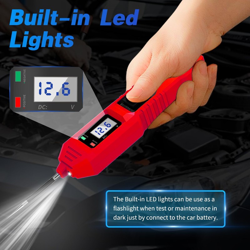 Power Circuit Probe Tester, 6V/12V/24V DC Circuit Tester Automotive, Multifunctional