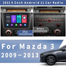 Android 13 Car Stereo for Mazda 3 2009-2013,9 Inch Touchscreen Car Radio Android Head Unit with Mirror Link GPS WiFi Bluetooth FM/RDS Radio SWC Dual USB/AUX-in+Backup Camera[1+32G]
