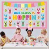 Qyeahkj 60Pcs Easter Bulletin Board Decoration Easter Egg Bunny Cutout