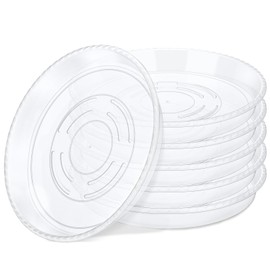 GREANER 10 Inch Plant Saucer, Heavy Duty Plant Saucer for Pots, Made of Thicker, Stronger Plastic, Bottom Watering Tray for Indoor, Outdoor, Garden, Nursery, House(6 Packs)