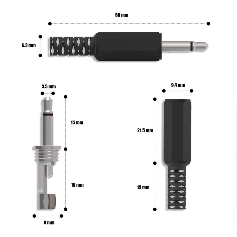 Ancable TS Mono Plug 3.5 mm Soldering DIY Audio Cable