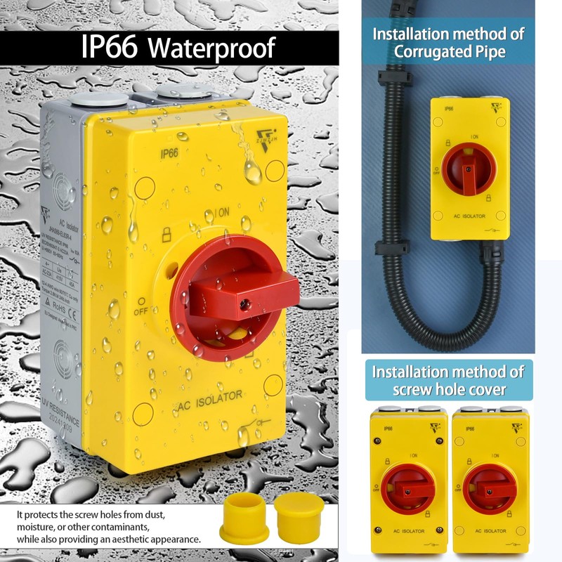 63Amp Switch AC690V 2 Positions Waterproof IP66 Isolation On Off
