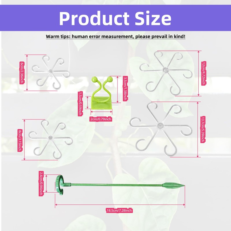 JVNZAM 12 Pcs Transparent Plant Stem Support, Reusable Invisible Plastic