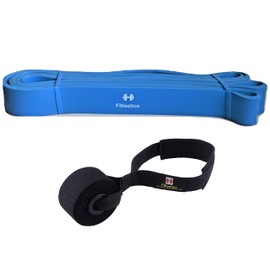 Fitlastics Resistance Bands for Pull Up, Pilates, Yoga, Fitness Training for Men/Women (Heavy Blue (35-80 lb) with Door Anchor) (Material: Latex