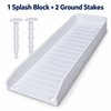 Rainwater Gutter Downspout Splash Block – White Ribbed PP Plastic