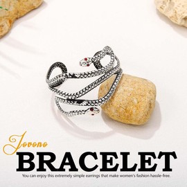 Jovono Punk Snake Bangle Multilayer Hollow Silver Tone Bangle Wrap Design Hand Bangle Jewelry 1 Piece for Women (1 Piece), /, No Gemstone