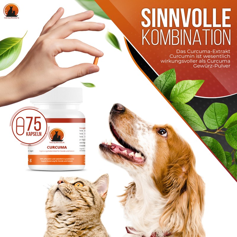 Vitalpfoten 3 x 75 Capsules Curcuma for Dogs and Cats