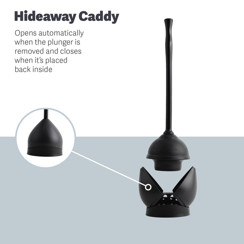 Casabella Toilet Plunger and Hideaway Caddy Combo for Bathrooms, 2-Piece