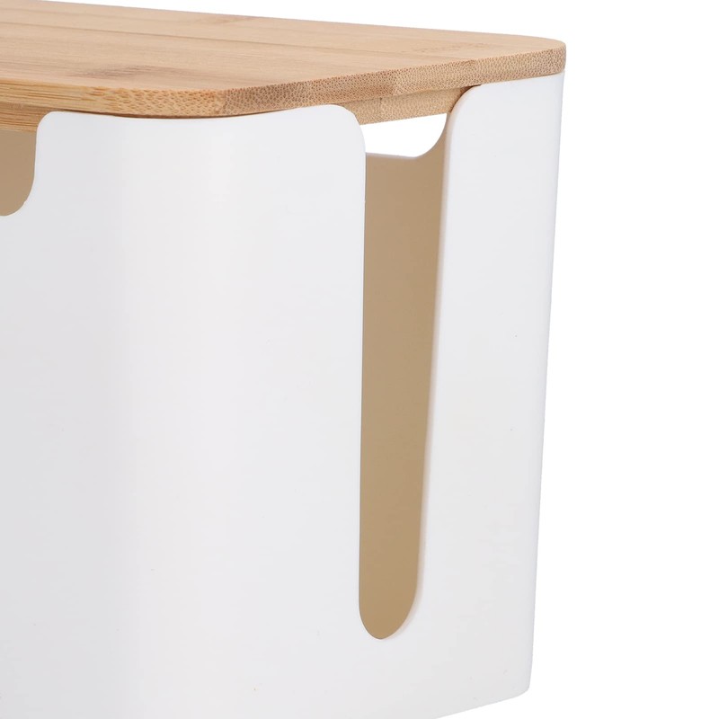 Small Cable Management Box with Wooden Lid TV Wires Routers