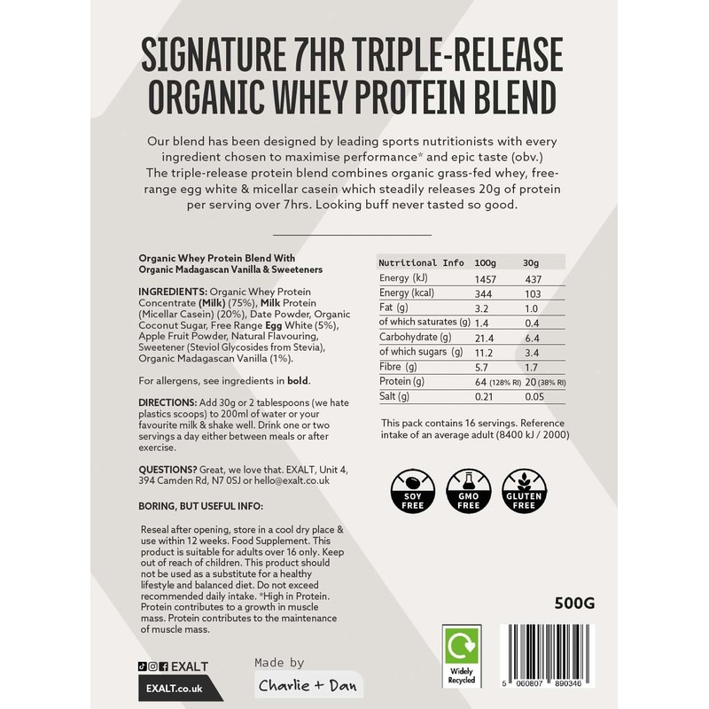 EXALT | 7hr Triple Release Protein Blend: Grass Fed Whey