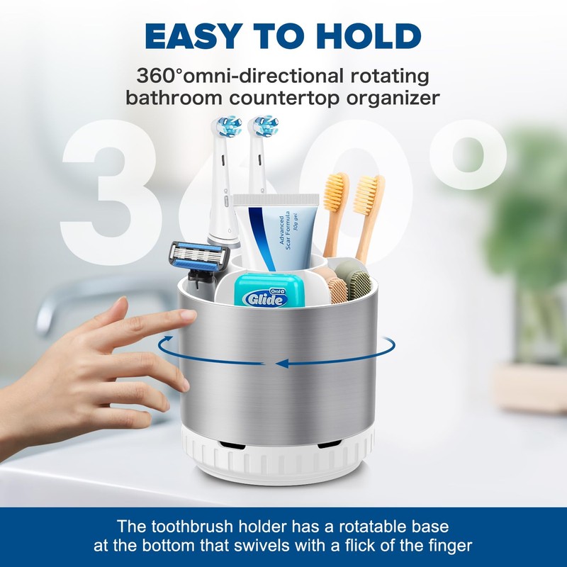 GFWARE Silver Toothbrush Holders for Bathrooms Countertop Organizer - Kids
