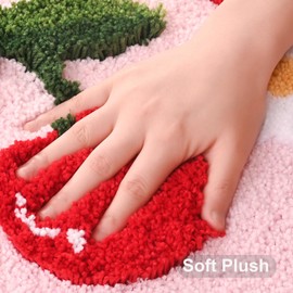 Anybar Pink Bathroom Rugs Cute Cherry Bath Mat Coloful Bathroom Accessories, Funny Flower Rug Non Slip Floor Mat, Machine Washable Bath Rug Soft Microfiber Carpet for Shower, Tub (18x26 inch)