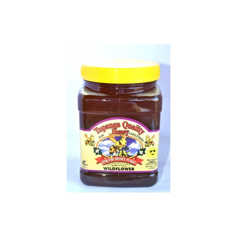 3lbs Topanga Quality Honey (Wildflower Floral Source) Raw, Unfiltered, Unpasturized,