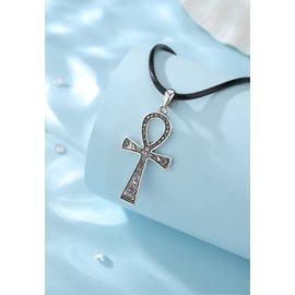 EUDORA Harmony Ball Sterling Silver 925 Cross Chain for Men and Women, Cross Amulet Pendant, Religious Necklace, Vintage Cross Jewellery, Gift for Men, Women, 61 cm, Sterling Silver, No Gemstone