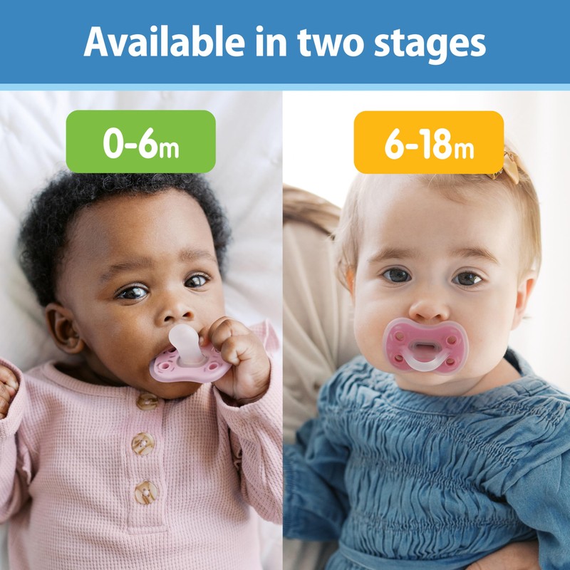 Dr. Brown's Advantage One-Piece Silicone Baby Pacifier, Fully Symmetrical Soother,