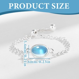 JAWUZ Anello Donna Argento 925 Regolabile Pietra di Luna CZ Celtico Vintage Oval Rotondo Gioielli Ragazza Regalo Elegant