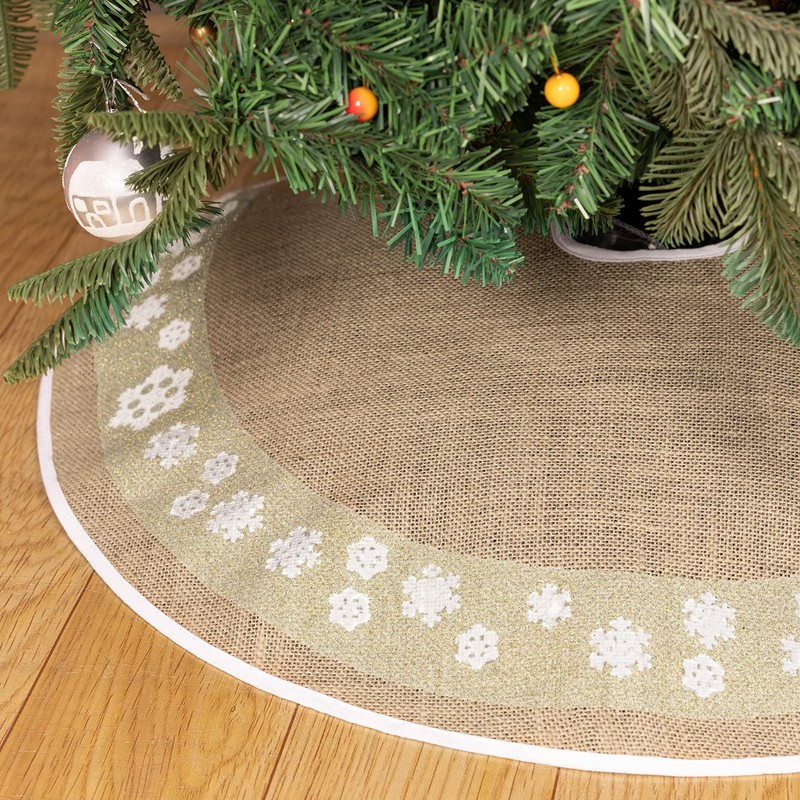 MACTING Christmas Burlap Tree Skirt, 30 Inches Tree Mat with