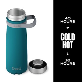 S'well Stainless Steel Traveler With Handle, 24oz, Peacock Blue, Triple Layered Vacuum Insulated Containers Keeps Drinks Cold for 40 Hours and Hot for 16, BPA Free, Easy Carrying On the Go