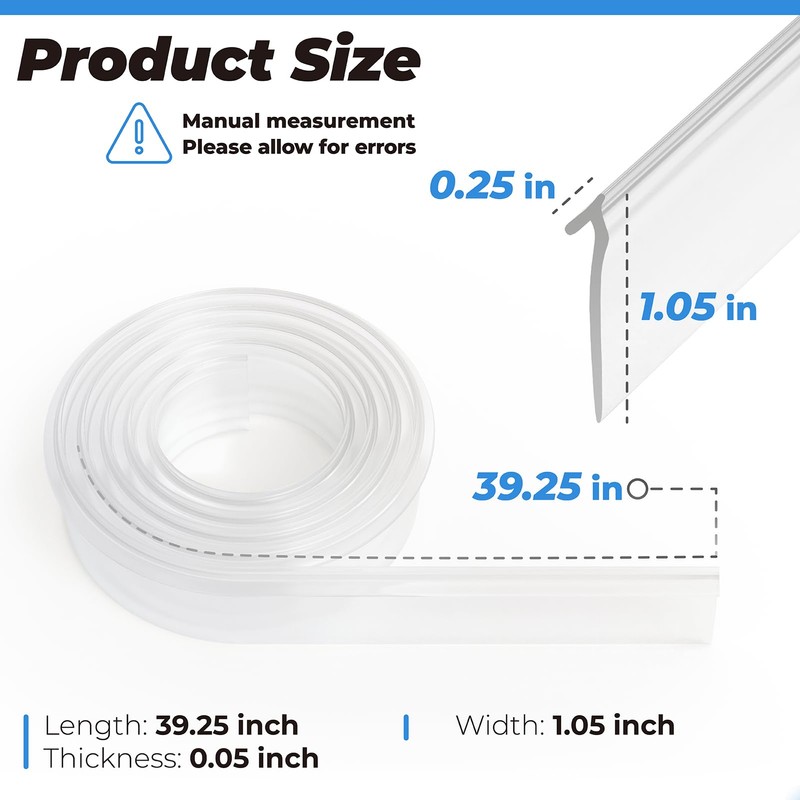 PalpitateC Shower Door Bottom Seal Clear Vinyl Shower Door Drip