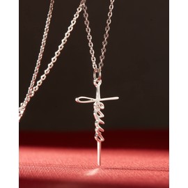 omodofo Bible Verse Jesus Cross Necklace Confirmation Pendant Necklace Scripture Jewelry (Silver - JESUS Cross Necklace)