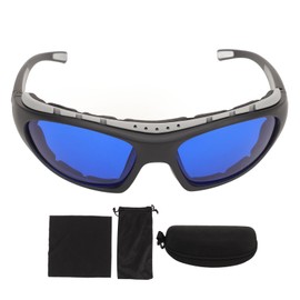 Golf Ball Finder Glasses PC Clear Wide View Anti Slip Eye Protection Golf Ball Locating Glasses for Sports Game Grey Frame Blue Lenses