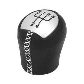 TUCKBOLD 5 Speed Manual Gear Shift Knob for Renault Kangoo No.8200208090 | Automotive Gearbox Stick Shifter Lever Knob Black White Plastic Faux Leather 1 Pc