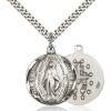 Bliss Sterling Silver Miraculous Mary Catholic Medal Pendant Necklace 18"Chain