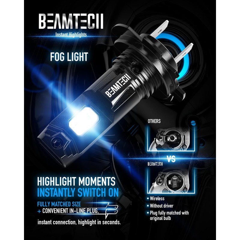 BEAMTECH H7 Fog Bulb, Fog Light Pack of 2 Fog