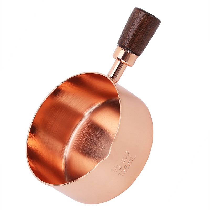 Sauce Pan Wooden Handle Rose Gold Stainless Steel Sauce Pot
