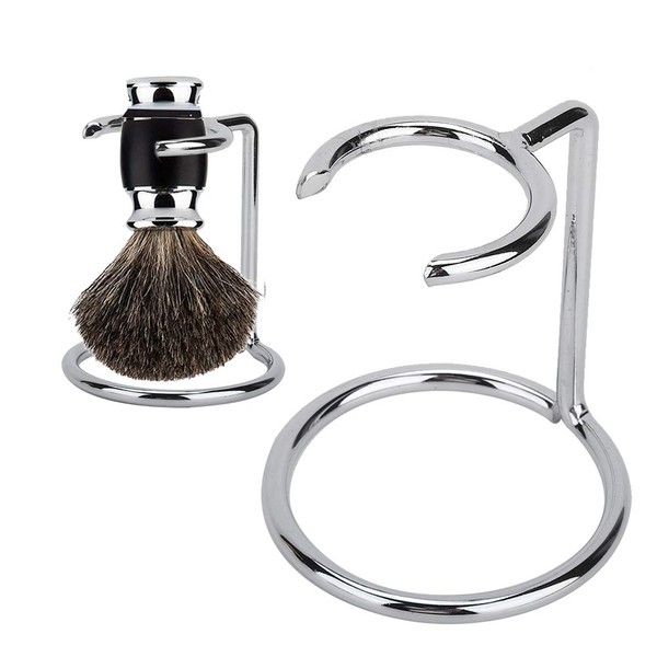 Shaving Brush Stand, Shaving Stand, Fashionable Artistic Lightweight Stainless Steel Silver Shaving Brush Holder Safety Razor Brush Kit Suitable for Men