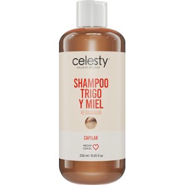 CELESTY  Shampoo sin Sulfatos y Parabenos - Shampoo De Trigo y Miel Antioxidante - Vegano Ideal para el Cuidado del Cabello Limpio y Saludable - Para