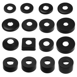 4 Pieces Diameter 21 mm (1/2 Inch) Cover Rosette Stainless Steel Rosette Tap Black Pipe Cover Thread Rosette Black Cover Rosette for Shower Fittings, Taps, Angle Valve (Black, 68 x 8)