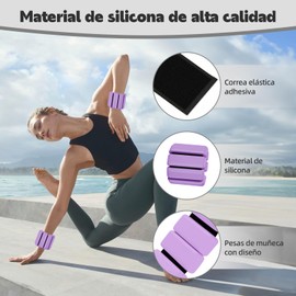 Polainas para Tobillos y Muñecas, 2pcs Pesas Tobillo de 0.5 Libra Ajustables, Munequeras con Peso de Silicona para Ejercicio, Footing, Yoga, Pilates, Bailando y Entrenamiento de Fuerza(Morada)