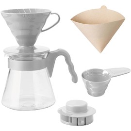 HARIO V60 Coffee Server 02 Set, Pale Gray, 1-4 Cups, Coffee Drip, Made in Japan, VCSD-02PGR