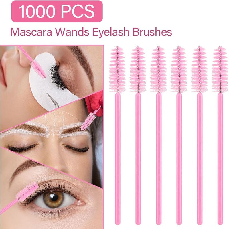 Tbestmax 1000 Varitas de Mascara Desechables Cepillos de Pestañas Spoolies