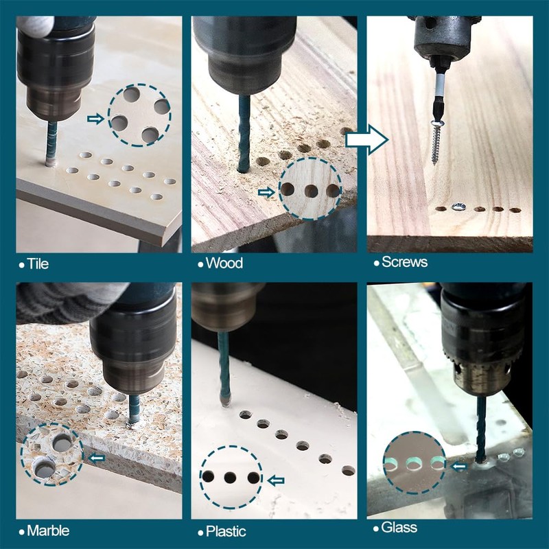MINLAYCUT Tile Glass Drill Bits - 12PCS 3/16"-3/8" Diamond Drill